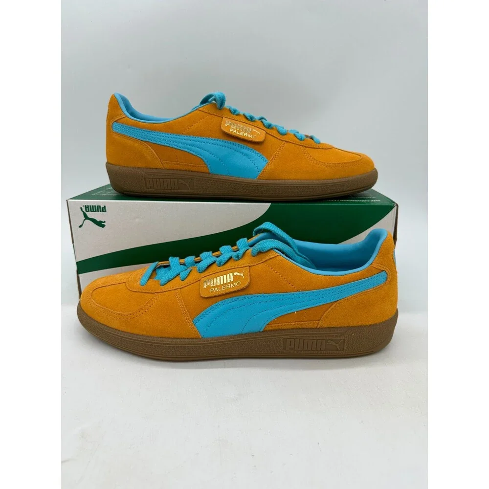 Puma Palermo Men's Size 13 orange Blue Suede Athletic Shoes 396463 13